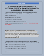 CRITICAL CARE EXAM 1 NEWEST 2025/2026 COMPLETE ALL  QUESTIONS AND CORRECT DETAILED ANSWERS (VERIFIE