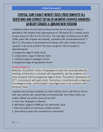 CRITICAL CARE EXAM 2 NEWEST 2025/2026 COMPLETE ALL  QUESTIONS AND CORRECT DETAILED ANSWERS (VERIFIE