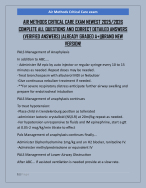 AIR METHODS CRITICAL CARE EXAM NEWEST 2025/2026  COMPLETE ALL QUESTIONS AND CORRECT DETAILED ANSWER
