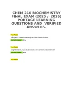 CHEM 210 Biochemistry Final Exam – Portage Learning