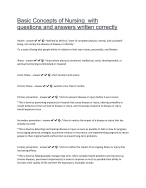 Basic Concepts of Nursing with stions and answers written correctly