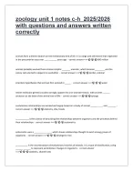 Zoology Unit 1 Notes H) 2025/2026 | Complete Study Notes with Verified Questions and Correct Answ
