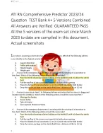 ATI RN Comprehensive Predictor 2023/24  Question  TEST Bank A+ 5 Versions Combined  All Answers