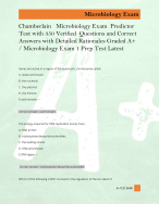 Chamberlain   Microbiology Exam  Predictor  Test with 350 Verified  Questions and Correct  Answers