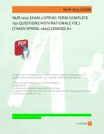 NUR 1025 EXAM 2 SPRING TERM COMPLETE  150 QUESTIONS WITH RATIONALE FSCJ  (TAKEN SPRING 2025) GRADED