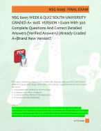 NSG 6005 WEEK 6 QUIZ SOUTH UNIVERSITY  GRADED A+ 100%  VERSION 1 Exam With 300  Complete Questions