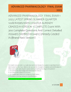 ADVANCED PHARMACOLOGY  FINAL EXAM 1  2025 LATEST SPRING SUMMER QUARTER  100% RASMUSSEN COLLEGE A