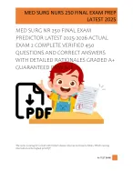 MED SURG NR 250 FINAL EXAM  PREDICTOR LATEST 2025-2026 ACTUAL  EXAM 2 COMPLETE VERIFIED