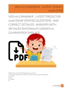 HESI A2 GRAMMAR   LATEST PREDICTOR  2026 EXAM VERIFIED QUESTIONS  AND  CORRECT DETAILED  ANSWERS