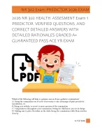 2026 NR 302 HEALTH  ASSESMENT Exam 1  PREDICTOR  VERIFIED QUESTIONS  AND  CORRECT DETAILED ANSWERS