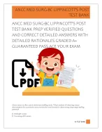 ANCC MED SURG-BC LIPPINCOTT'S POST  TEST BANK PREP VERIFIED QUESTIONS   AND CORRECT DETAILED ANSWER