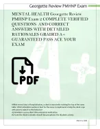 2026 MENTAL HEALTH Georgette Review  PMHNP Exam COMPLETE VERIFIED  QUESTIONS  AND CORRECT ANSWERS