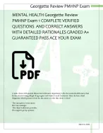 2026 MENTAL HEALTH Georgette Review  PMHNP Exam COMPLETE VERIFIED  QUESTIONS  AND CORRECT ANSWERS