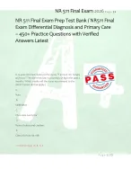 NR 511 Final Exam Prep Test Bank / NR511 Final  Exam Differential Diagnosis and Primary Care  – 450