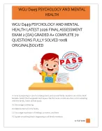 WGU D449 PSYCHOLOGY AND MENTAL  HEALTH LATEST 2026 FINAL ASSESSMENT  EXAM 2 (OA) GRADED A+