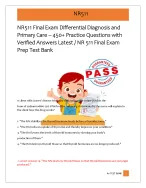NR511 Final Exam Differential Diagnosis and  Primary Care – 450+ Practice Questions with  Verified