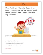 NR511 Final Exam Differential Diagnosis and  Primary Care 2 – 450+ Practice Questions with  Verifie