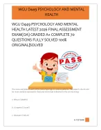 WGU D449 PSYCHOLOGY AND MENTAL  HEALTH LATEST 2026 FINAL ASSESSMENT  EXAM(OA) GRADED A+ COMPLETE