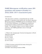 NAMS Menopause certification exam 200 questions and answers (Graded A+)2025/2026 100 % Guaranteed p