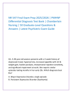 NR 547 Final Exam Prep 2025/2026 | PMHNP Differential Diagnosis Test Bank | Chamberlain Nursing