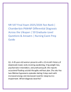 NR 547 Final Exam 2025/2026 Test Bank | Chamberlain PMHNP Differential Diagnosis