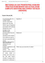 MED SURGE (GI) GAS-TROINTESTINAL EXAM AND  PRACTICE EXAM NEWEST 2024 ACTUAL EXAM