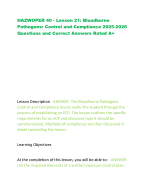 HAZWOPER 40 - Lesson 21: Bloodborne  Pathogens: Control and Compliance 2025-2026
