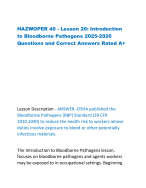 HAZWOPER 40 - Lesson 20: Introduction  to Bloodborne Pathogens 2025-2026