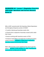 HAZWOPER 40 - Lesson 1: Regulation Overview  2025-2026  Questions and Correct Answers  Rated A+