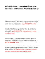 HAZWOPER 40 - Final Exam 2025-2026   Questions and Correct Answers Rated A+