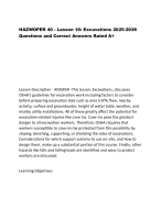 HAZWOPER 40 - Lesson 18: Excavations 2025-2026   Questions and Correct Answers Rated A+