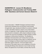 HAZWOPER 40 - Lesson 23: Bloodborne  Pathogens: Communication and Training 2025 2026