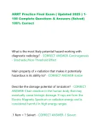 ARRT Practice Final Exam ( Updated 2025 ) 1 100 Complete Questions and ...