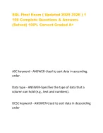 SQL Final Exam ( Updated 2025 2026 ) 1 100 Complete Questions and ...