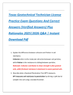 Texas Geotechnical Technician License  Practice Exam Questions And Correct Answers (Verified Answer