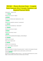 PHY001 – Physics Revision Notes – Complete Study Summary (Key Concepts, Equations, and Required