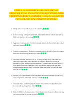 ETHICS, LEADERSHIP & ORGANIZATIONAL BEHAVIOR FINAL EXAM 2025-2026 QUESTIONS WITH VERIFIED CORRECT