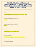 APHON Principles of Chemo and Biotherapy EXAM V1 (Latest 2026 / 2027 ...