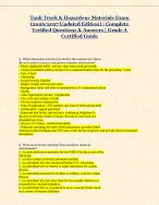 Tank Truck & Hazardous Materials Exam  (2026/2027 Updated Edition) | Complete  Verified Q & A