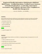 Registered Health Information Administrator (RHIA®)  MOCK Exam – Certified Q&A