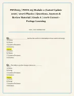 PHYS165 / PHYS 165 Module 1: (Latest Update  2026 / 2027) Physics | Questions, Answers &  Review Mat...