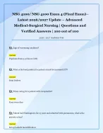 NSG 4100/ NSG 4100 Exam 4 (Final Exam)–  Latest 2026/2027 Update – Advanced  Medical-Surgical Nursin...