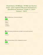 Final Exam: NURS190 / NURS 190 (Latest  2026 / 2027 Update) Physical Assessment |  Questions & Answers | Grade A | 100%  Correct – WCU