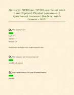 Quiz 4 V1: NURS190 / NURS 190 (Latest 2026  / 2027 Update) Physical Assessment |  Questions & Answers | Grade A | 100%  Correct – WCU