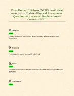 Final Exam: NURS190 / NURS 190 (Latest  2026 / 2027 Update) Physical Assessment |  Questions & Answers | Grade A | 100%  Correct – WCU