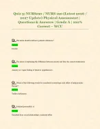 Quiz 3: NURS190 / NURS 190 (Latest 2026 /  2027 Update) Physical Assessment |  Questions & Answers | Grade A | 100%  Correct – WCU
