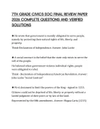 7TH GRADE CIVICS EOC FINAL REVIEW PAPER 2026 COMPLETE QUESTIONS AND ...