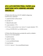 ATLS 10TH EDITION FINAL PAPER 2026 QUESTIONS WITH VERIFIED ANSWERS GRADED A+