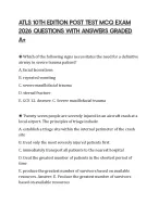 ATLS 10TH EDITION POST TEST MCQ EXAM 2026 QUESTIONS WITH ANSWERS GRADED A+