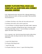 BARNEY FLETCHER FINAL EXAM 2026 COMPLETE 100 QUESTIONS AND CORRECT ANSWERS VERIFIED